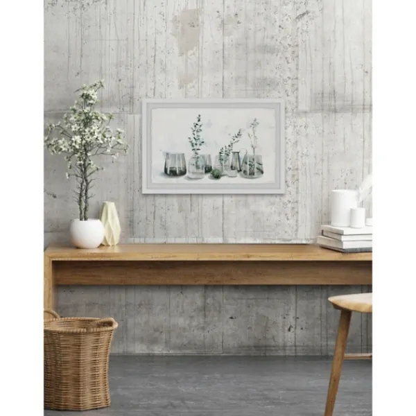 Framed Art-Kirkland's Home Deckled Glasses And Greens Framed Art Print White/Gray/Green