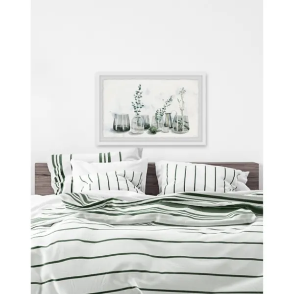 Framed Art-Kirkland's Home Deckled Glasses And Greens Framed Art Print White/Gray/Green