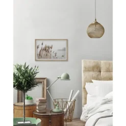 Framed Art-Kirkland's Home Deckled Lakeside Grass Framed Art Print White/Gray/Tan