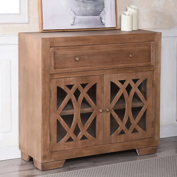 Cabinets & Sideboards-Kirkland's Home Decorative Doors Wood Cabinet Brown
