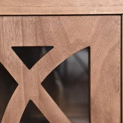 Cabinets & Sideboards-Kirkland's Home Decorative Doors Wood Cabinet Brown