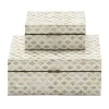 Baskets & Boxes-Kirkland's Home Decorative Mussel Shell Wood Boxes, Set Of 2 Ivory/Gray