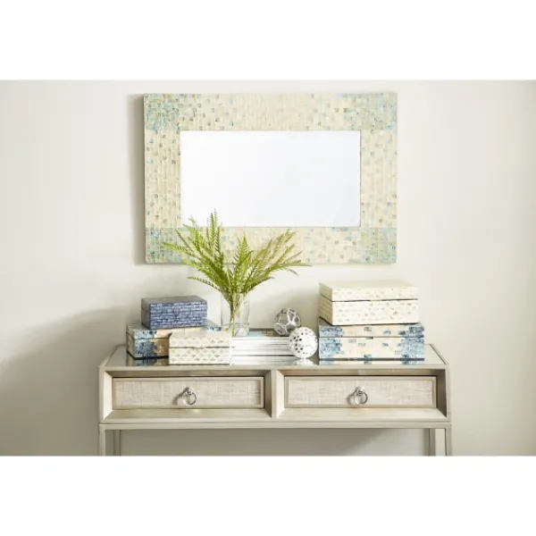 Baskets & Boxes-Kirkland's Home Decorative Mussel Shell Wood Boxes, Set Of 2 Ivory/Gray