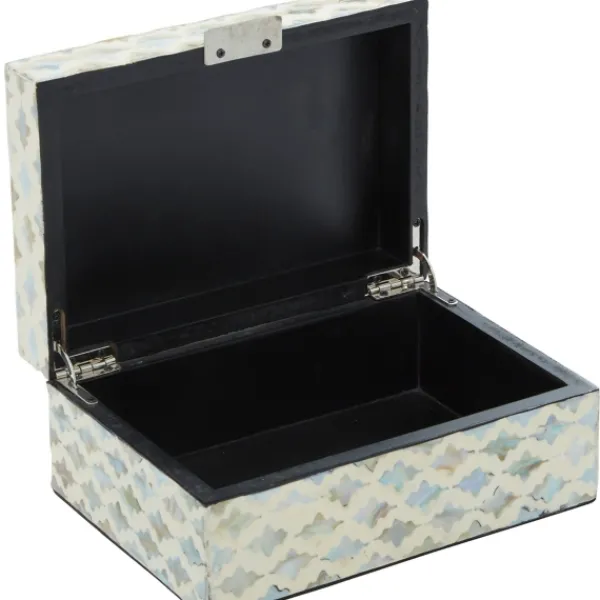 Baskets & Boxes-Kirkland's Home Decorative Mussel Shell Wood Boxes, Set Of 2 Ivory/Gray