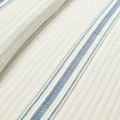 Quilts-Kirkland's Home Deep Blue Pick Stitch Stripe King Quilt Blue/White