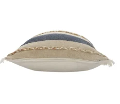 Pillows-Kirkland's Home Denim Blue Braided Stripe Throw Pillow, 24 In. Blue/Tan/Ivory