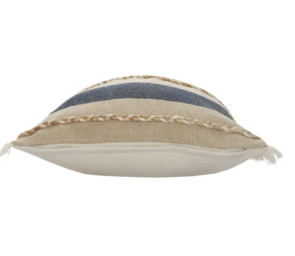 Pillows-Kirkland's Home Denim Blue Braided Stripe Throw Pillow, 24 In. Blue/Tan/Ivory