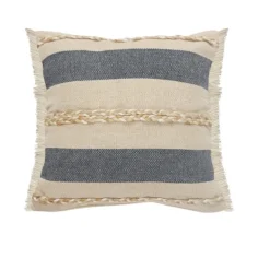 Pillows-Kirkland's Home Denim Blue Braided Stripe Throw Pillow, 20 In. Blue/Tan/Ivory