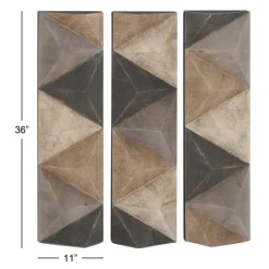 Wall Plaques-Kirkland's Home Devin Dimensional Wood Plaques, Set Of 3 Brown/Gray/White