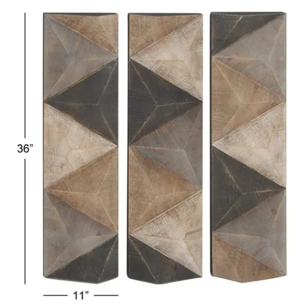 Wall Plaques-Kirkland's Home Devin Dimensional Wood Plaques, Set Of 3 Brown/Gray/White