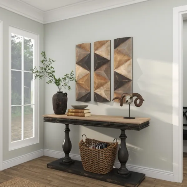 Wall Plaques-Kirkland's Home Devin Dimensional Wood Plaques, Set Of 3 Brown/Gray/White