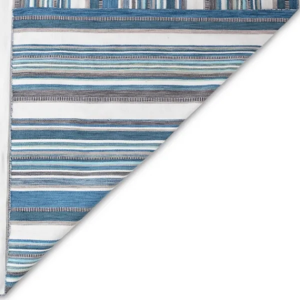 Outdoor Rugs-Kirkland's Home Dhurri Stripe Indoor/Outdoor Area Rug, 5X7 Blue