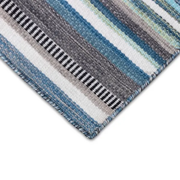 Outdoor Rugs-Kirkland's Home Dhurri Stripe Indoor/Outdoor Area Rug, 5X7 Blue