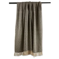 Blankets & Throws-Kirkland's Home Diamond Fringe Throw Black