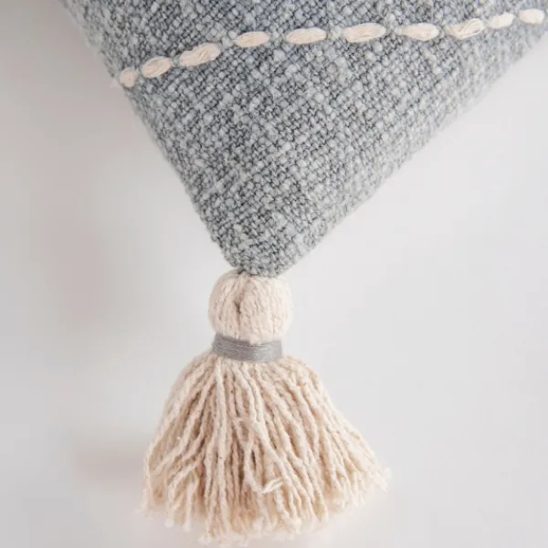 Pillows-Kirkland's Home Diamond Kantha Stitched Throw Pillow Gray