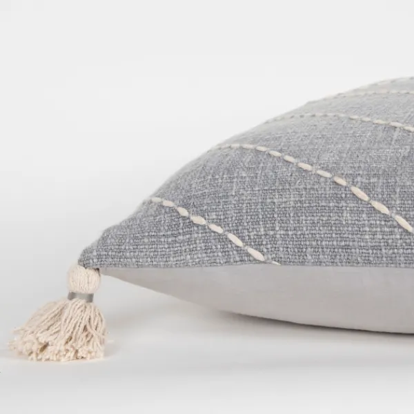 Pillows-Kirkland's Home Diamond Kantha Stitched Throw Pillow Gray