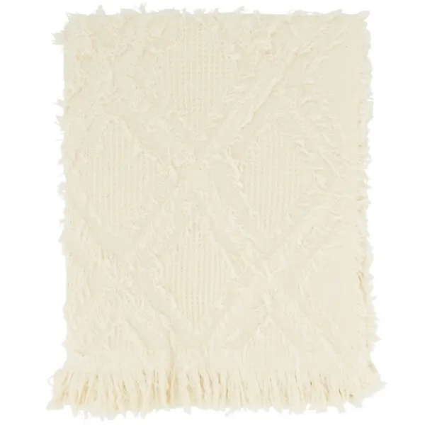 Blankets & Throws-Kirkland's Home Diamond Pattern Throw Blanket Ivory