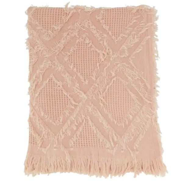 Blankets & Throws-Kirkland's Home Diamond Pattern Throw Blanket Pink