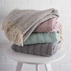 Blankets & Throws-Kirkland's Home Diamond Stitched Throw Gray