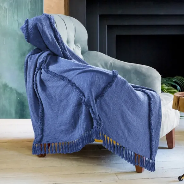 Blankets & Throws-Kirkland's Home Diamond Tufted Cotton Throw Blue