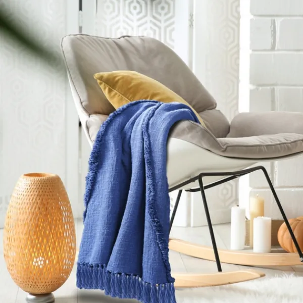 Blankets & Throws-Kirkland's Home Diamond Tufted Cotton Throw Blue