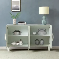 Cabinets & Sideboards-Kirkland's Home Dietrich Wood 4-Door Sideboard White