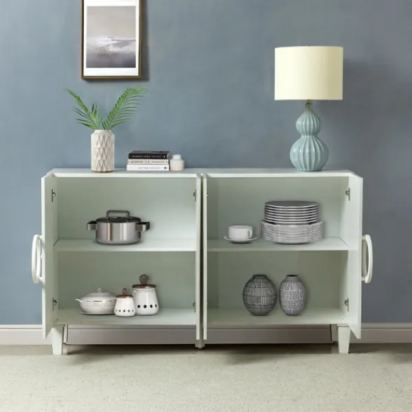 Cabinets & Sideboards-Kirkland's Home Dietrich Wood 4-Door Sideboard White