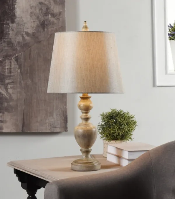Table Lamps-Kirkland's Home Distressed And Cream Table Lamp Gray