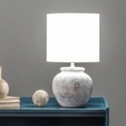 Table Lamps-Kirkland's Home Distressed And Gray Ceramic Table Lamp White