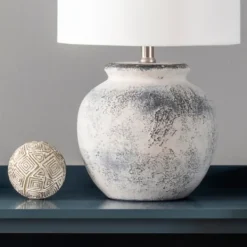 Table Lamps-Kirkland's Home Distressed And Gray Ceramic Table Lamp White