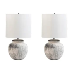 Table Lamps-Kirkland's Home Distressed And Gray Ceramic Table Lamp White