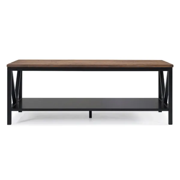 Coffee Tables-Kirkland's Home Distressed Barnwood Coffee Table Black