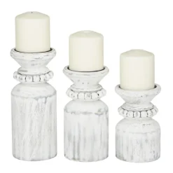 Candle Holders-Kirkland's Home Distressed Beaded Candle Holders, Set Of 3 White