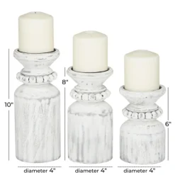 Candle Holders-Kirkland's Home Distressed Beaded Candle Holders, Set Of 3 White
