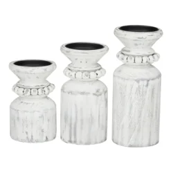 Candle Holders-Kirkland's Home Distressed Beaded Candle Holders, Set Of 3 White
