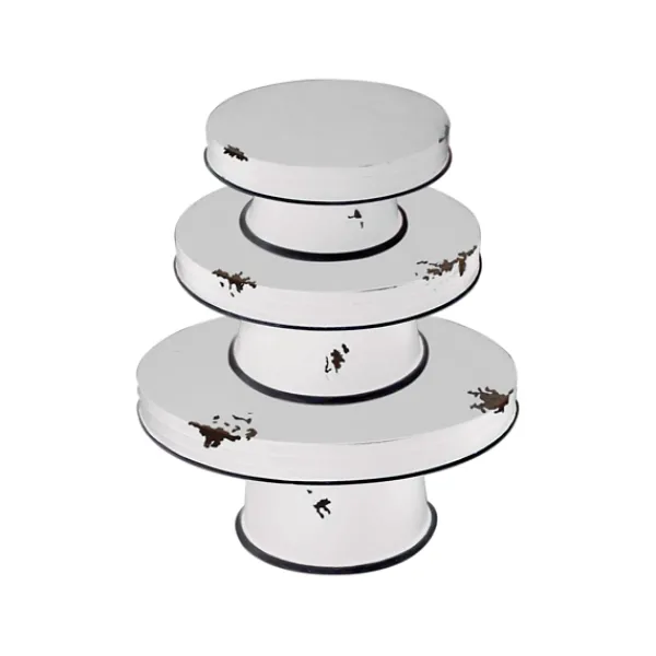 Decorative Trays-Kirkland's Home Distressed Black Pedestal Trays, Set Of 3 White