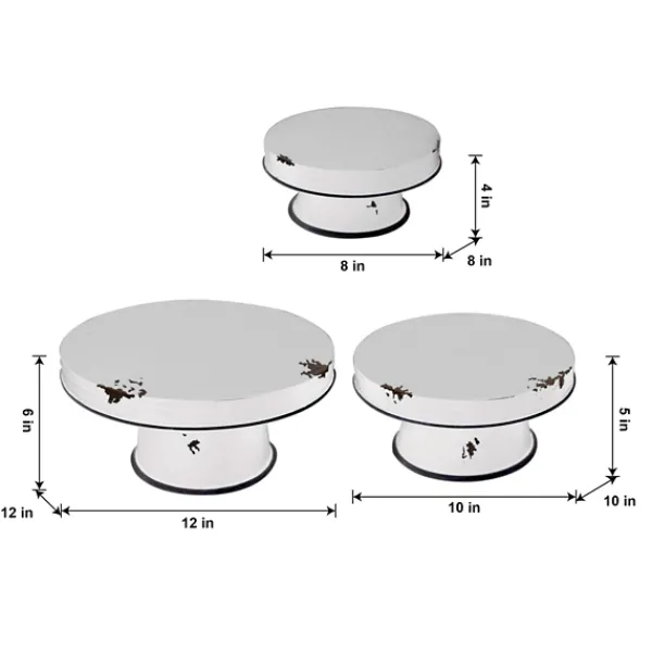 Decorative Trays-Kirkland's Home Distressed Black Pedestal Trays, Set Of 3 White