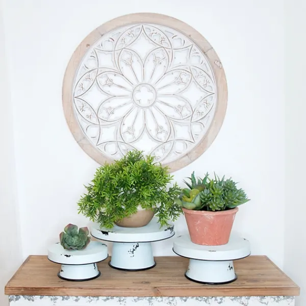 Decorative Trays-Kirkland's Home Distressed Black Pedestal Trays, Set Of 3 White