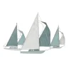 Wall Plaques-Kirkland's Home Distressed Blue Sailboats Wall Sculpture Blue/White
