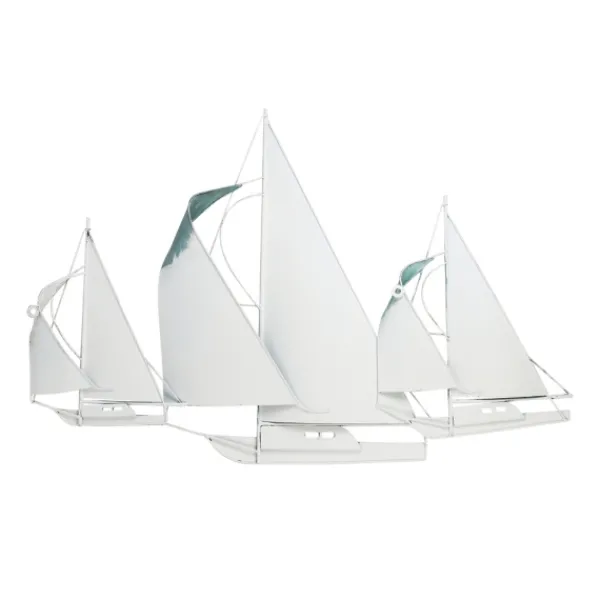 Wall Plaques-Kirkland's Home Distressed Blue Sailboats Wall Sculpture Blue/White