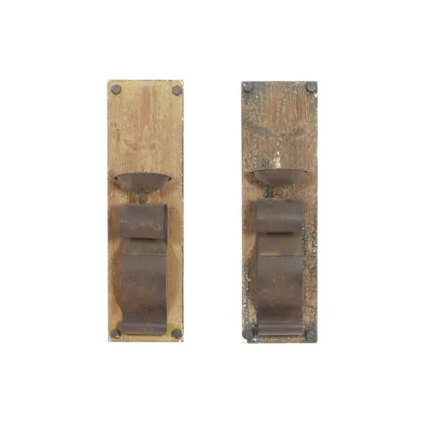 Sconces-Kirkland's Home Distressed Brown Wood Wall Sconces, Set Of 2