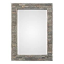 Decorative Mirrors-Kirkland's Home Distressed Charcoal Wooden Wall Mirror