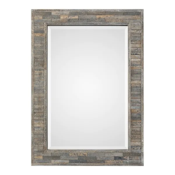 Decorative Mirrors-Kirkland's Home Distressed Charcoal Wooden Wall Mirror
