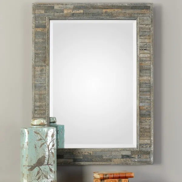Decorative Mirrors-Kirkland's Home Distressed Charcoal Wooden Wall Mirror