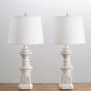 Table Lamps-Kirkland's Home Distressed Cream Carved Table Lamps, Set Of 2 White