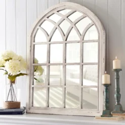 Decorative Mirrors-Kirkland's Home Distressed Cream Sadie Arch Mirror Ivory