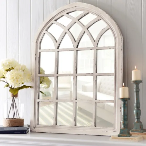 Decorative Mirrors-Kirkland's Home Distressed Cream Sadie Arch Mirror Ivory