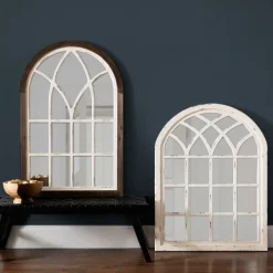 Decorative Mirrors-Kirkland's Home Distressed Cream Sadie Arch Mirror Ivory