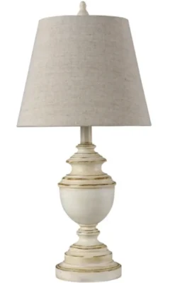 Table Lamps-Kirkland's Home Distressed Cream Table Lamp Tan