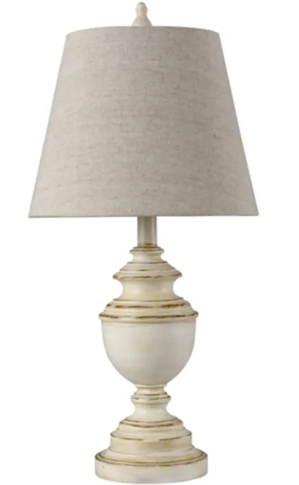 Table Lamps-Kirkland's Home Distressed Cream Table Lamp Tan